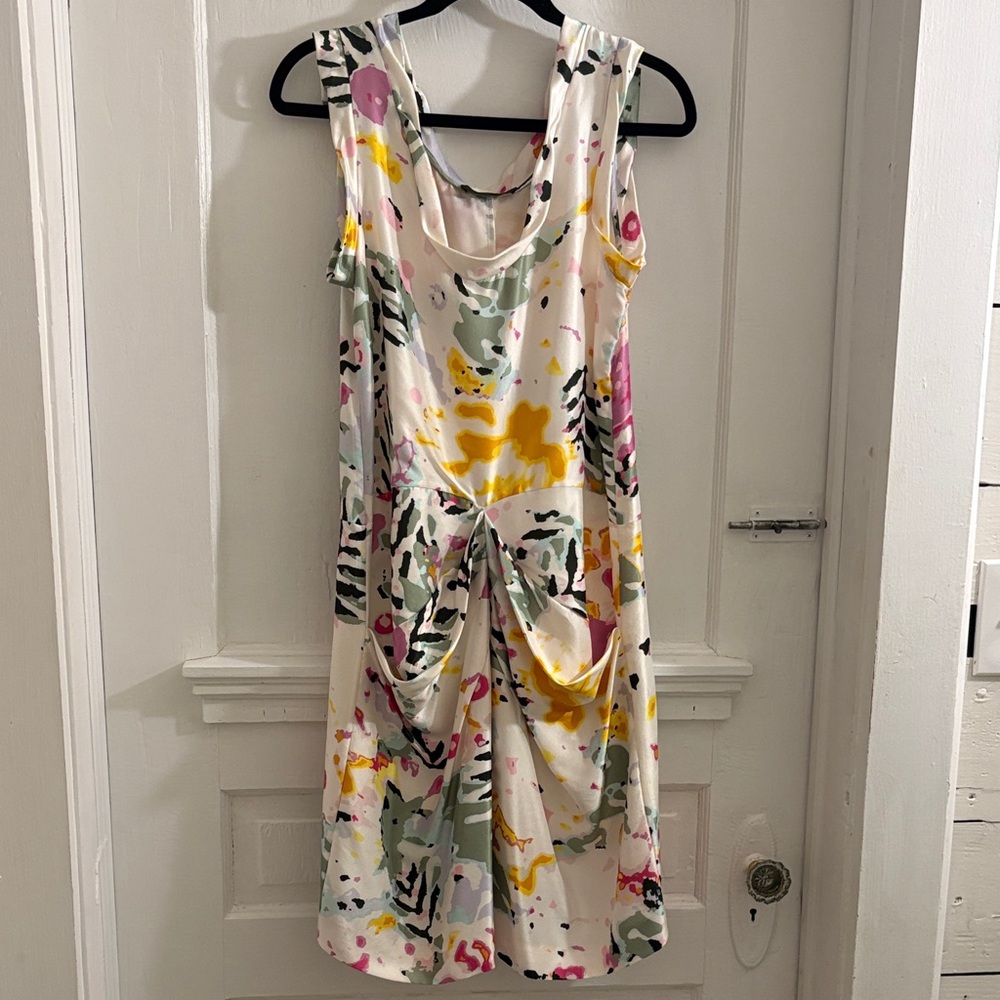 Thakoon Vintage Cream Dress with Pink & Yellow Floral Accents